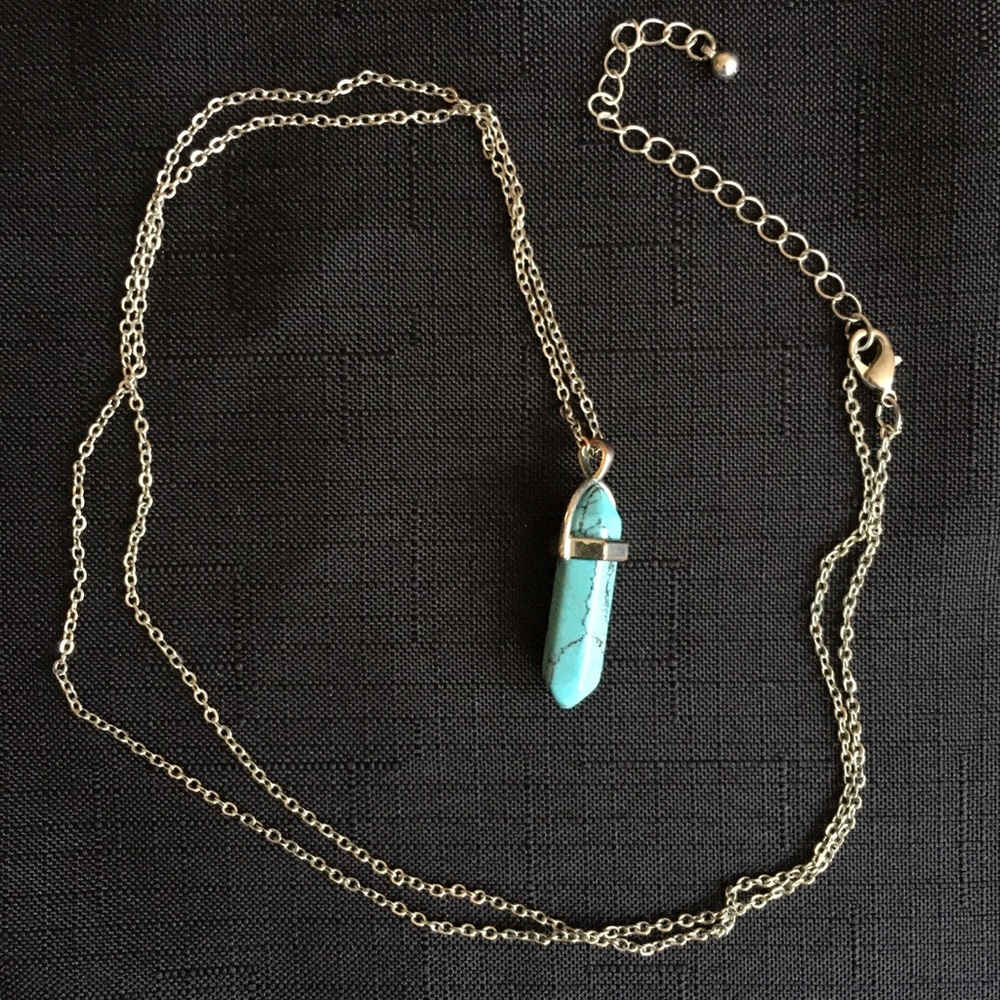 Turquoise “crystal” Long Boho Necklace